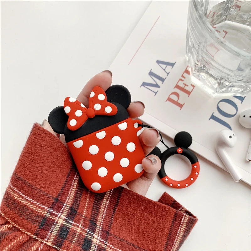 Cute Polka Dots Bow Silicone Case For Apple AirPods 2 3 4 Pro Pro2 Earphone Charging Headphones Case Airpods Protect Cover