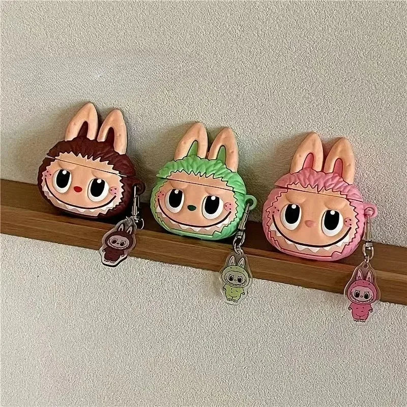 3D The Monster Rabbit Elf Cute Cartoon Earphone Protective Case For Apple AirPods 1 2 3 4 Pro 2 Headphone Box With Pendant Cover