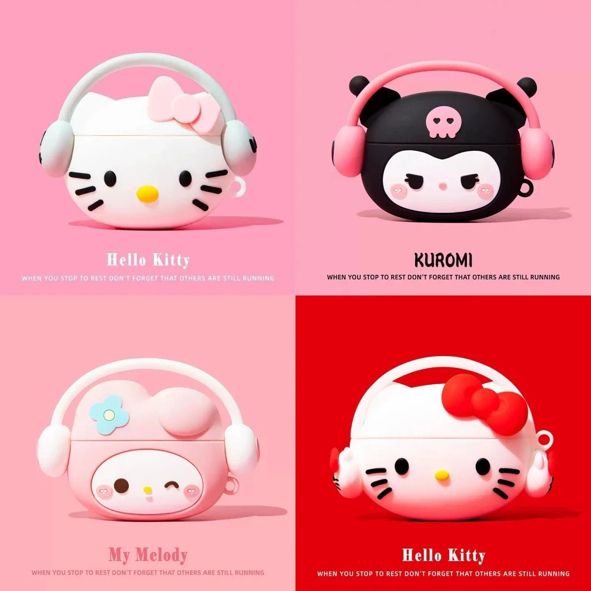 For Airpods 4 3 2 Pro 1 Pro 2 Cartoon Hello Kitty Kuromi Melody Listen To Music Silicone Earphone Case Accessories Cover