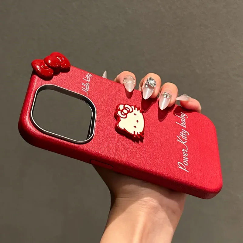 For Vivo V40 SE V50 Lite V25E Y21 Y33S Y31 Y53S Y17S Y19S Y36 Y27 Y28 Y38 Y39 Y29S Hello Kitty Dolls Bowknot Leather Phone Case