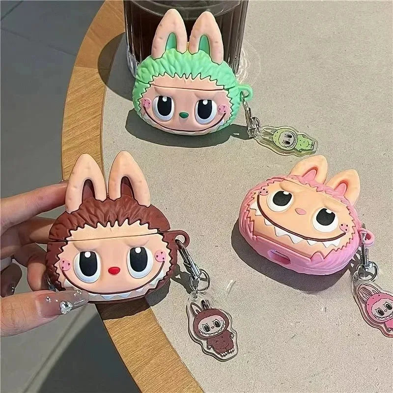 3D The Monster Rabbit Elf Cute Cartoon Earphone Protective Case For Apple AirPods 1 2 3 4 Pro 2 Headphone Box With Pendant Cover
