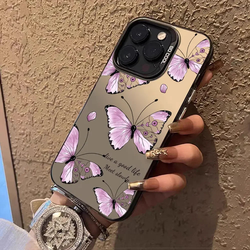 Purple Butterfly Phone Case For iPhone 16 15 Pro Max 15 14 13 12 11 Pro For Iphone plating Cover For iphone 16 Pro Funda Case
