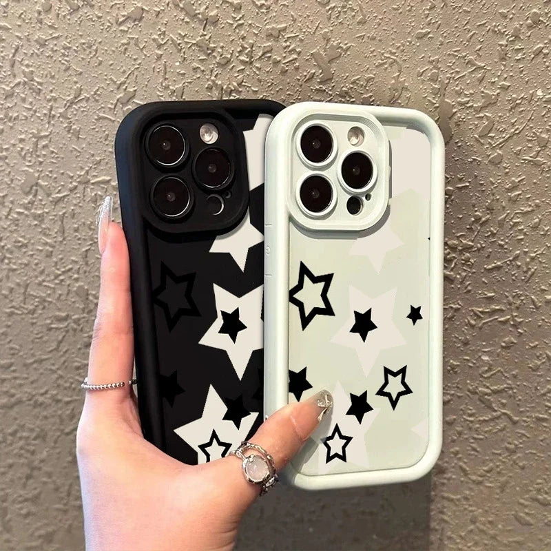 For OPPO A5 Pro Case For OPPO A3 A3X A17 A17X A60 A98 A96 A92 A77 A75 A56S A53 A38 A18 A95 A78 Funda Black And White Stars Cover