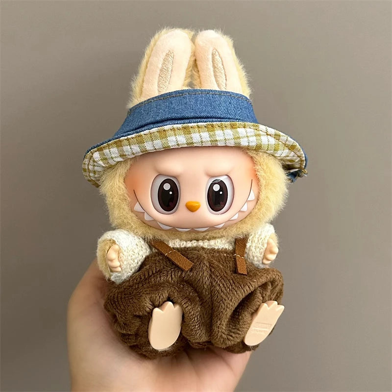 For 15/17cm Labubu V1 V2 Doll Clothing Fashion Hoodie and Pants Set Korean Idol Trendy DIY Doll Clothing Accessories Toy Gift