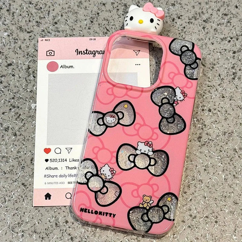 Blink Glitter Carved Kitty Head Toy Cartoon Phone Case for Samsung Galaxy A06 A16 A56 A05S A15 A55 A54 A14 A03S A13 A23 A52 A30S