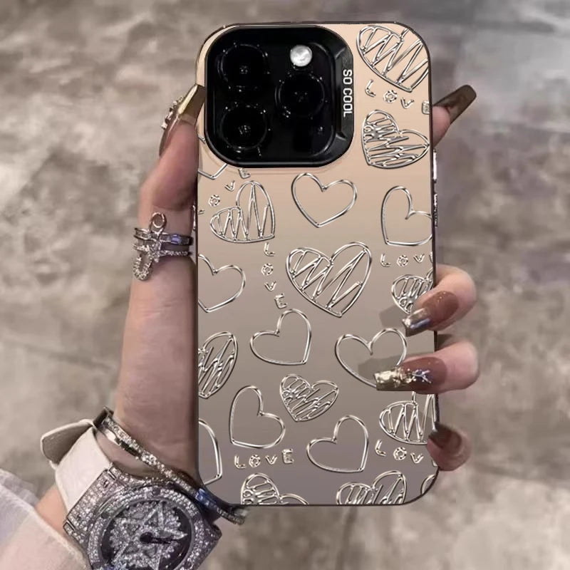 Silver Heart Butterfly Pattern IMD Phone Case For Xiaomi Mi 15 14 13 12 13T 14T Pro 11 Lite 5G NE Poco F6 X5 X6 M6 Pro Cover