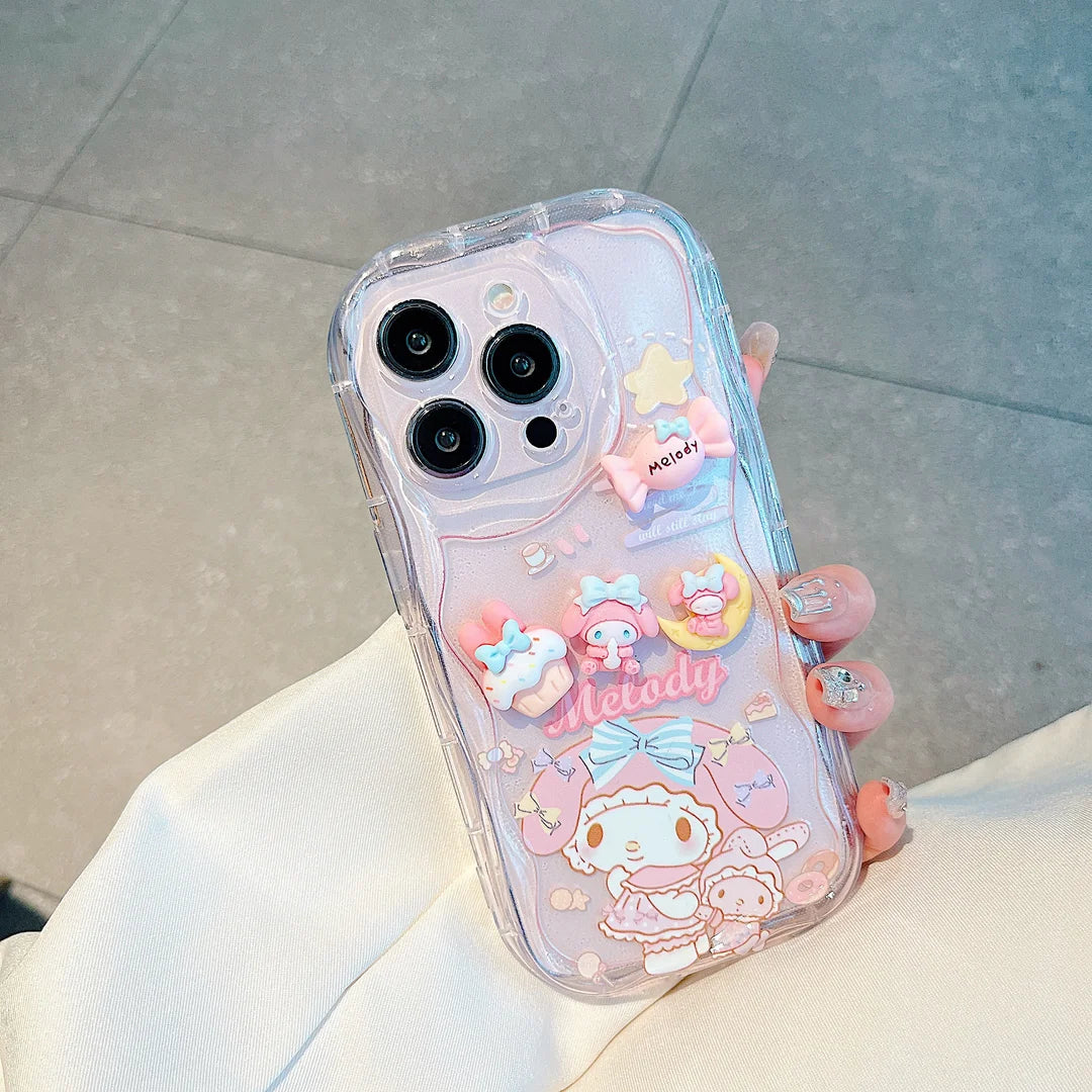 For OPPO A40 A80 A59 A79 A15 A16 A17 A18 A38 A58 A78 A54 A74 A94 A53 A57S Cute Melody Cinnamoroll Cartoon Soft Wave Phone Case