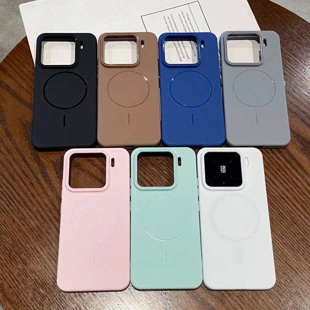 For Magsafe Magnetic Wireless Charging Soft Silicone Case For Xiaomi 15 14 Pro Shockproof Protection Ultra Thin Bumper Cover
