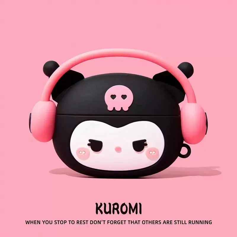For Airpods 4 3 2 Pro 1 Pro 2 Cartoon Hello Kitty Kuromi Melody Listen To Music Silicone Earphone Case Accessories Cover