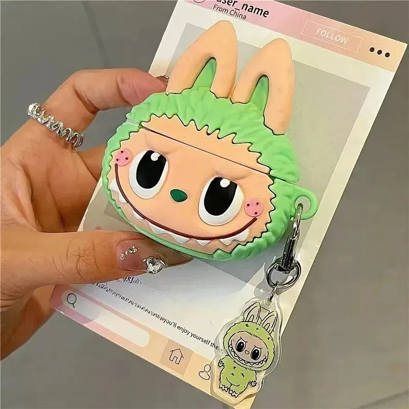 3D The Monster Rabbit Elf Cute Cartoon Earphone Protective Case For Apple AirPods 1 2 3 4 Pro 2 Headphone Box With Pendant Cover