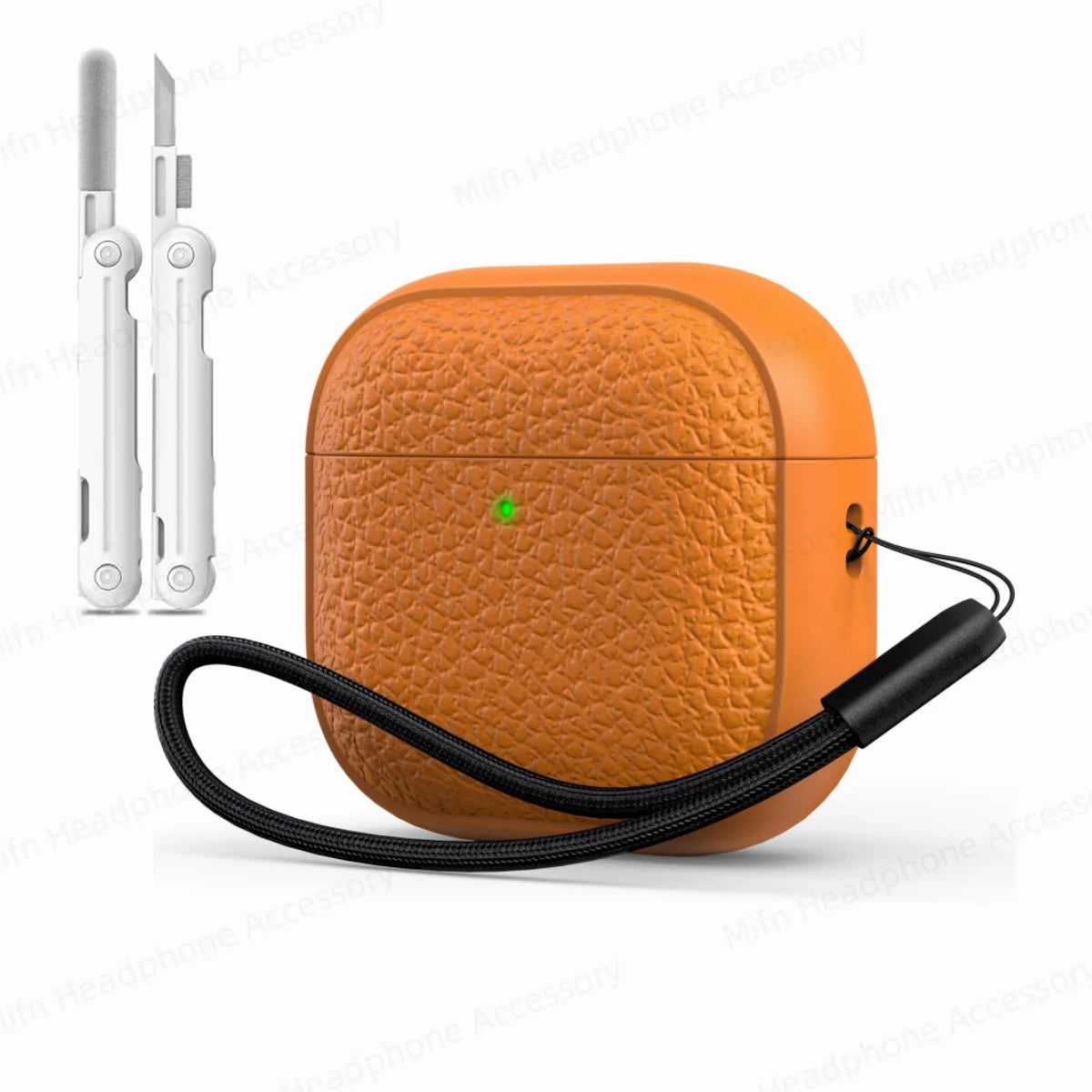 For AirPods 4 Lichee Pattern Case with Lanyard/Cleaner Kit Business Earphone Cases for Men Women For Apple AirPods Pro Headset