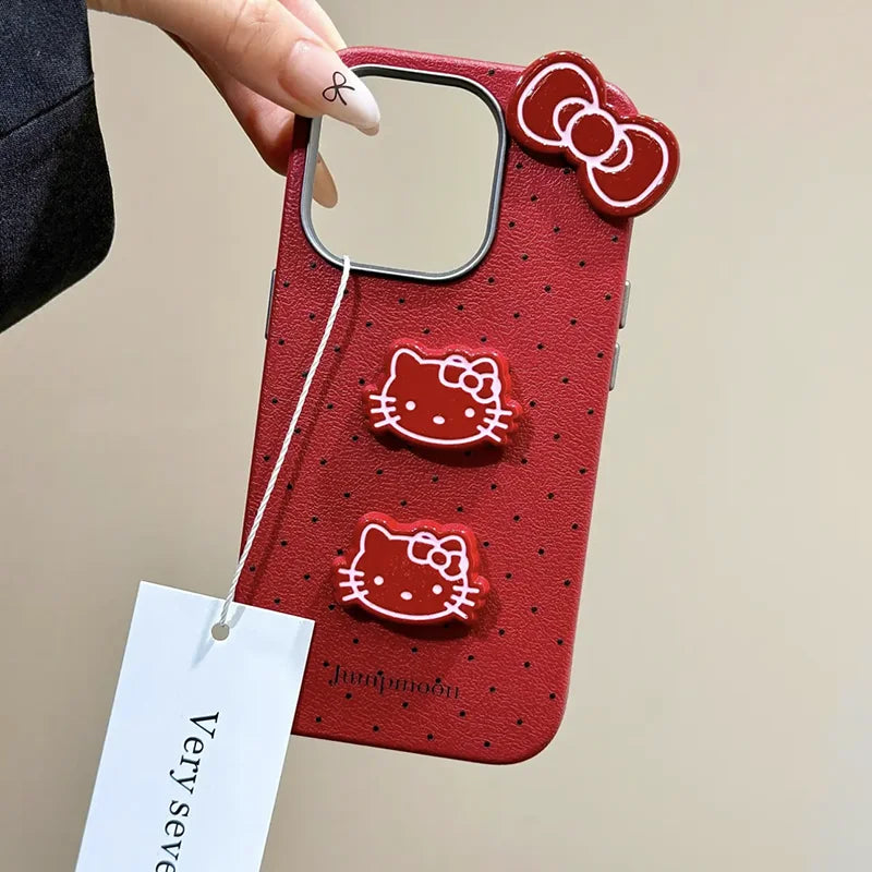 For Vivo V40 SE V50 Lite V25E Y21 Y33S Y31 Y53S Y17S Y19S Y36 Y27 Y28 Y38 Y39 Y29S Hello Kitty Dolls Bowknot Leather Phone Case