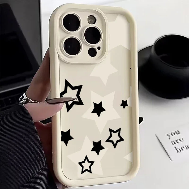 For OPPO A5 Pro Case For OPPO A3 A3X A17 A17X A60 A98 A96 A92 A77 A75 A56S A53 A38 A18 A95 A78 Funda Black And White Stars Cover