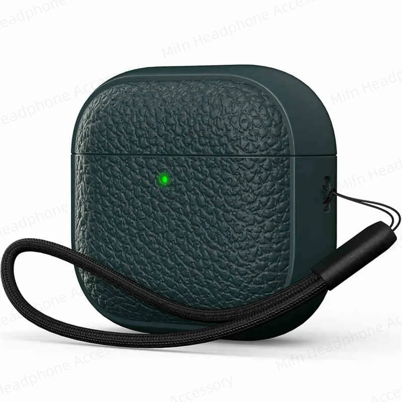For AirPods 4 Lichee Pattern Case with Lanyard/Cleaner Kit Business Earphone Cases for Men Women For Apple AirPods Pro Headset