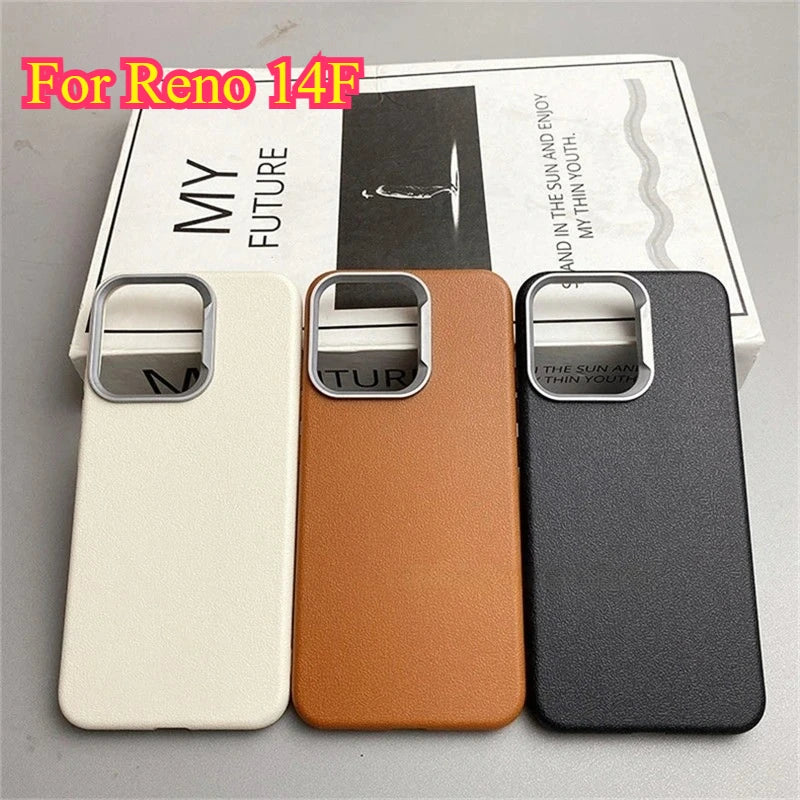 Case for Reno 14F 14 F 5G Luxury PU Silicone Phone Back Cover Soft Protection Shell Shockproof TPU Bumper for OPPO Reno 14 Pro
