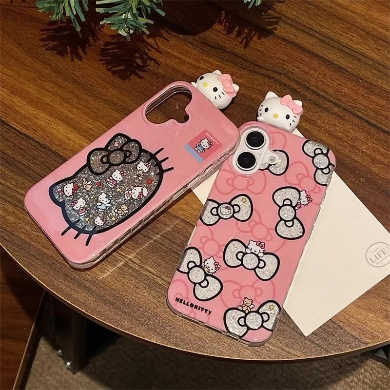 Blink Glitter Carved Kitty Head Toy Cartoon Phone Case for Samsung Galaxy A06 A16 A56 A05S A15 A55 A54 A14 A03S A13 A23 A52 A30S