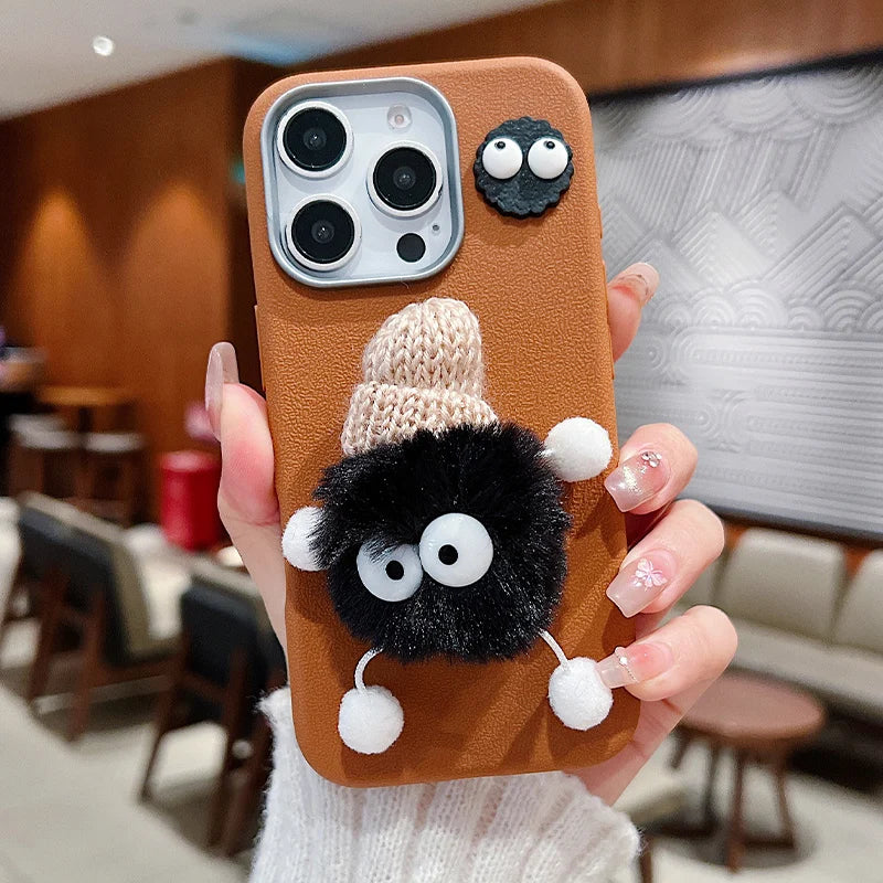 Korean Cute Hairball Doll Phone Case For Samsung Galaxy S25 S23 S22 S21 Ultra Plus S24 FE A55 A54 A32 A13 A33 A34 A16 Soft Cover