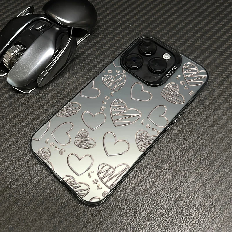 Silver Heart Butterfly Pattern IMD Phone Case For Xiaomi Mi 15 14 13 12 13T 14T Pro 11 Lite 5G NE Poco F6 X5 X6 M6 Pro Cover