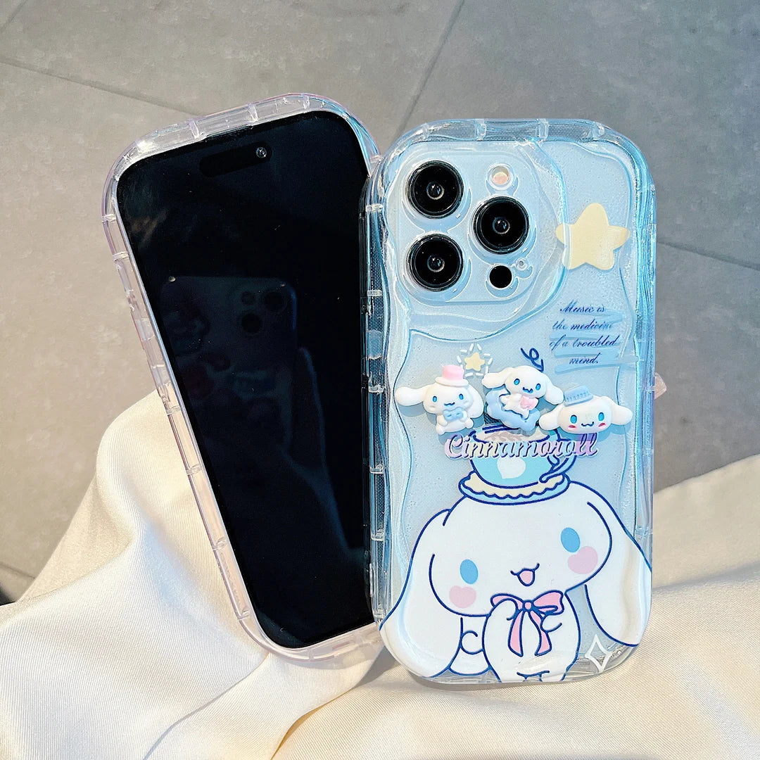 For OPPO A40 A80 A59 A79 A15 A16 A17 A18 A38 A58 A78 A54 A74 A94 A53 A57S Cute Melody Cinnamoroll Cartoon Soft Wave Phone Case
