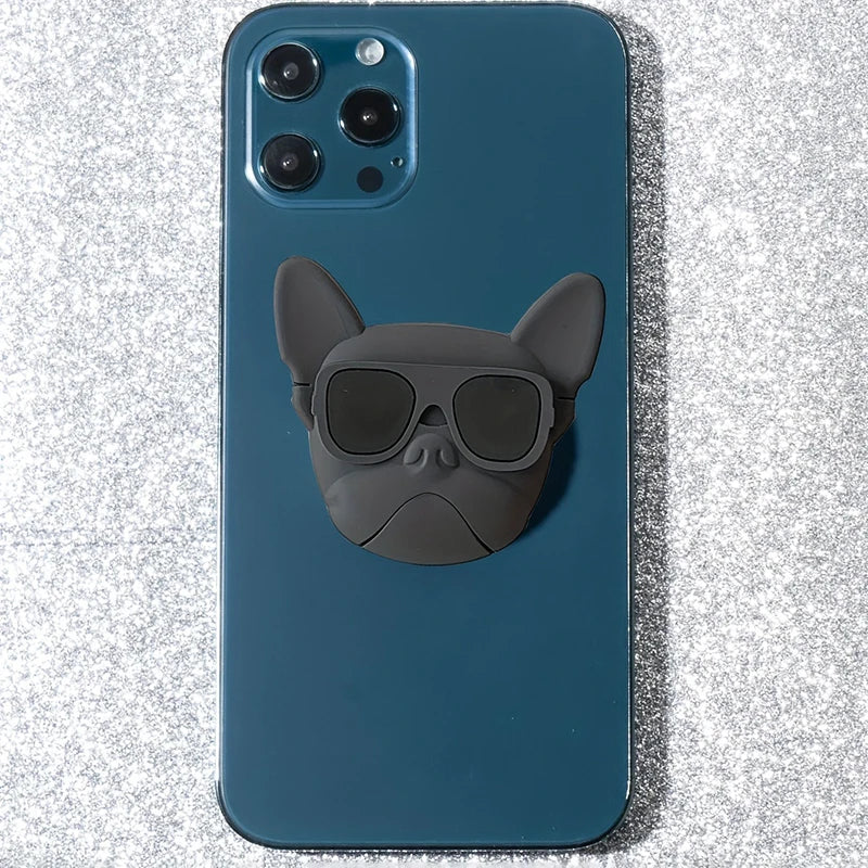 Cute Cartoon 3D Bulldog Phone Stand Socket Holder Grip Trendy mobile phone accessories Applicable For Apple Xiaomi Samsung Case