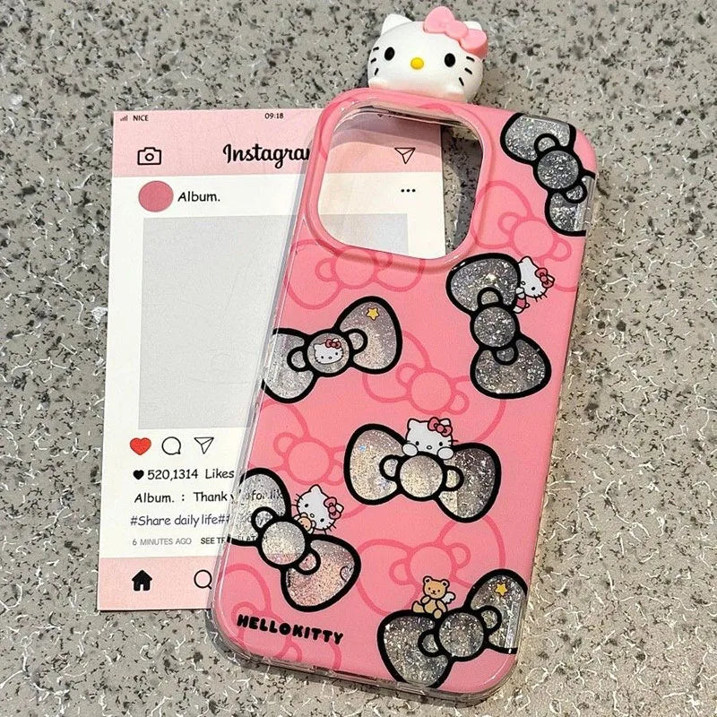 Blink Glitter Carved Kitty Head Toy Cartoon Phone Case for Samsung Galaxy A06 A16 A56 A05S A15 A55 A54 A14 A03S A13 A23 A52 A30S