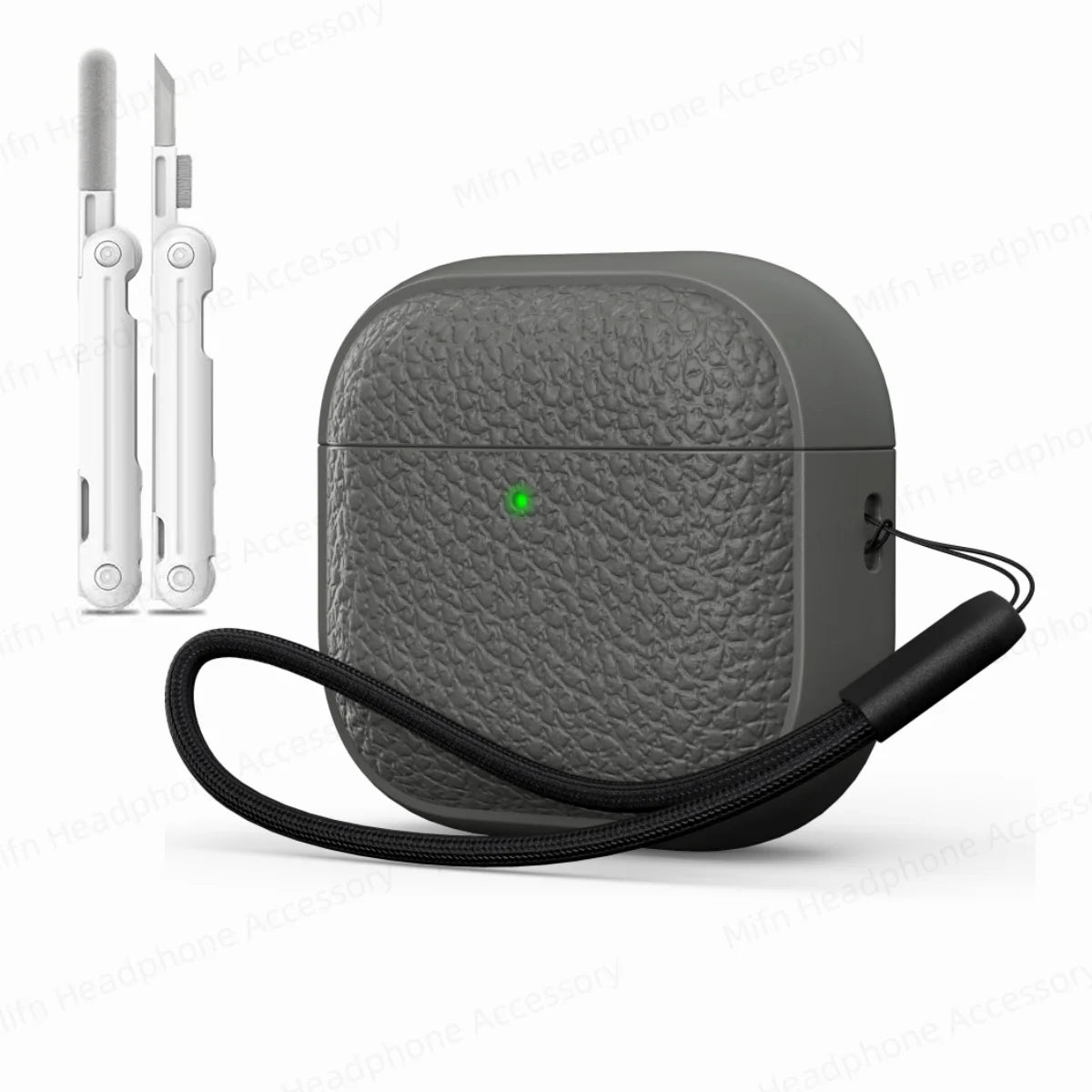 For AirPods 4 Lichee Pattern Case with Lanyard/Cleaner Kit Business Earphone Cases for Men Women For Apple AirPods Pro Headset