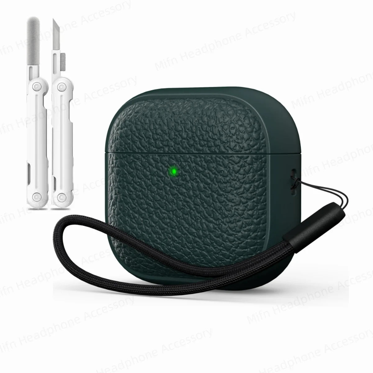 For AirPods 4 Lichee Pattern Case with Lanyard/Cleaner Kit Business Earphone Cases for Men Women For Apple AirPods Pro Headset