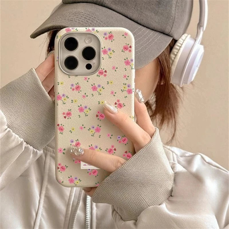 For Vivo V27 V27E V25 V25E Pro V23E V21E V17 Russia Neo T3 Lite T3X T2X Phone Case Elegant Spring Leather Cute Flower Soft Cover