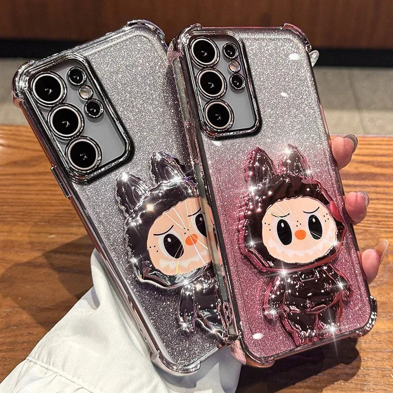 L-La-bubuES Phone Case for Samsung Galaxy S25 S24 S23 S22 S21 S20 Ultra Plus FE A56 A36 A26 A16 5G Plating Silicone Powder Cover