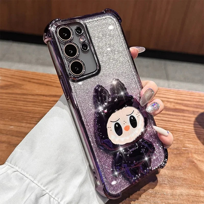 L-La-bubuES Phone Case for Samsung Galaxy S25 S24 S23 S22 S21 S20 Ultra Plus FE A56 A36 A26 A16 5G Plating Silicone Powder Cover