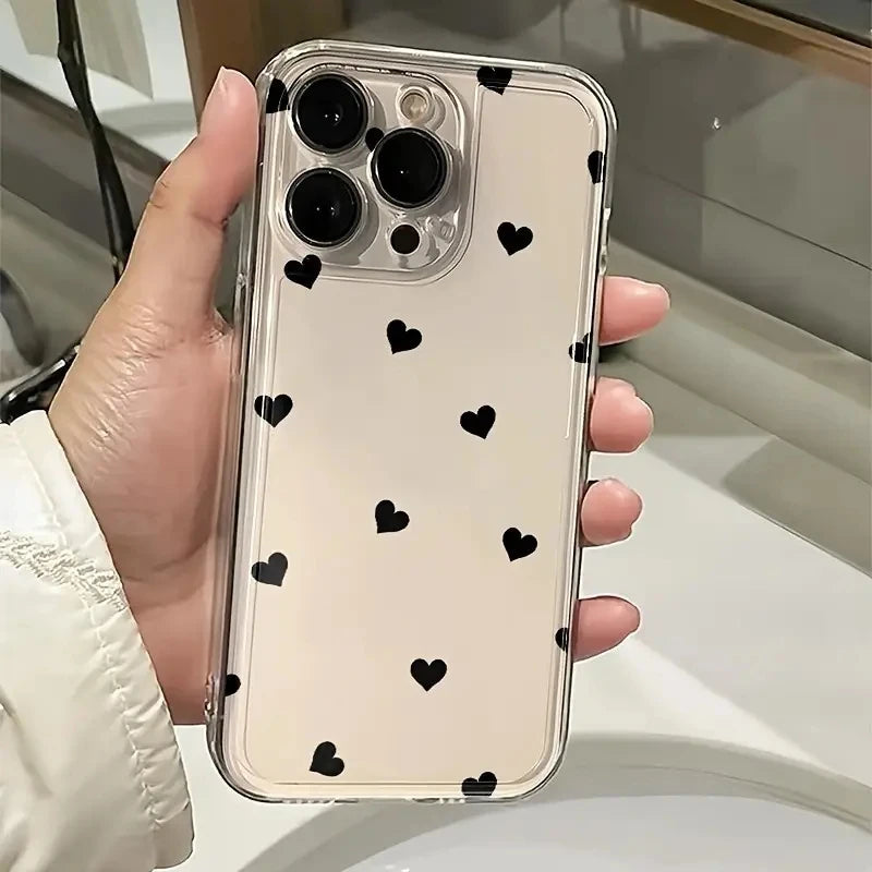 Transparent Black Pink Little Love Heart Phone Case For Xiaomi 15 Cases Xiaomi 14T 13T 12T Pro 13 12 11 Lite 5G 15 14 Soft Cover