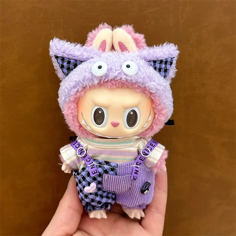 For 15/17cm Labubu V1 V2 Doll Clothing Fashion Hoodie and Pants Set Korean Idol Trendy DIY Doll Clothing Accessories Toy Gift
