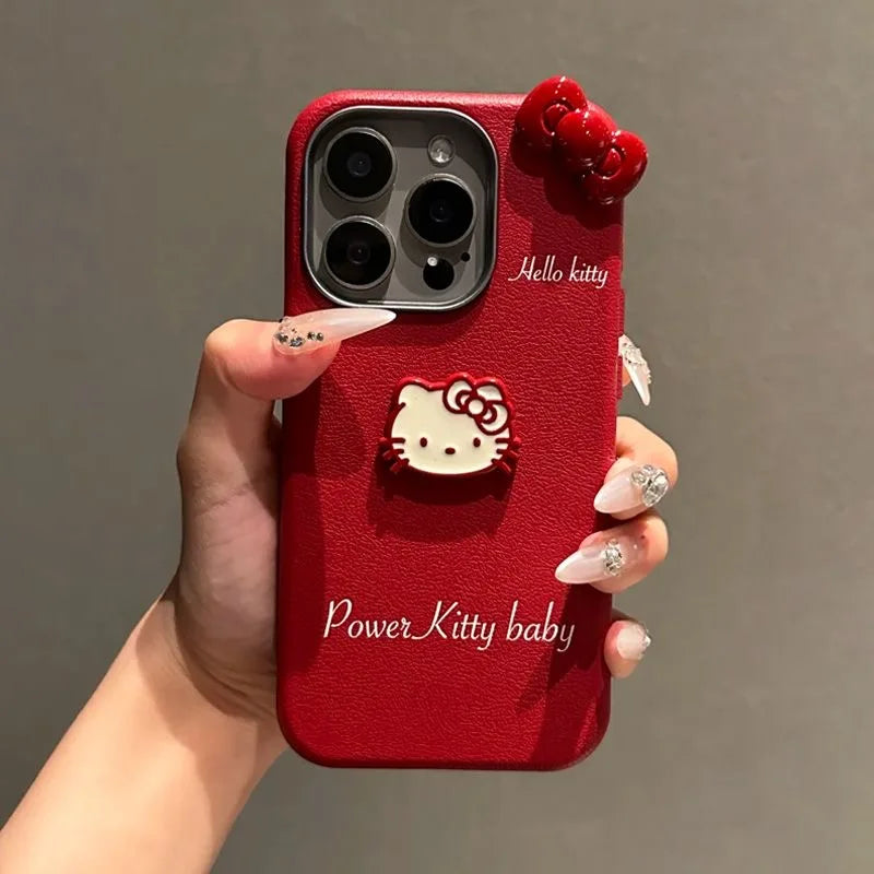For Vivo V40 SE V50 Lite V25E Y21 Y33S Y31 Y53S Y17S Y19S Y36 Y27 Y28 Y38 Y39 Y29S Hello Kitty Dolls Bowknot Leather Phone Case