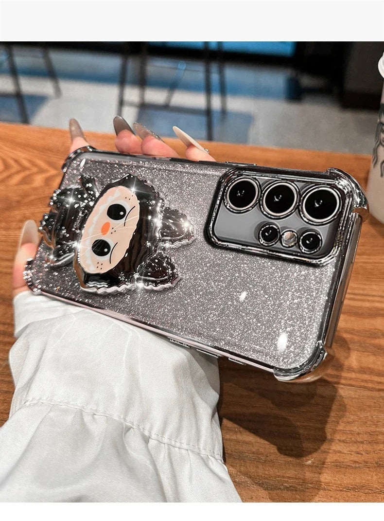 L-La-bubuES Phone Case for Samsung Galaxy S25 S24 S23 S22 S21 S20 Ultra Plus FE A56 A36 A26 A16 5G Plating Silicone Powder Cover