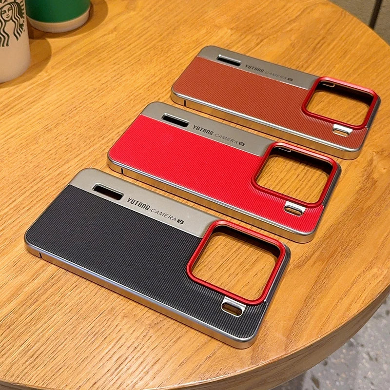 Luxury Leather Shockproof Case for Xiaomi 15 MI15 with Creative Camera Model Design Thin Ring Stand Back Cover Funda