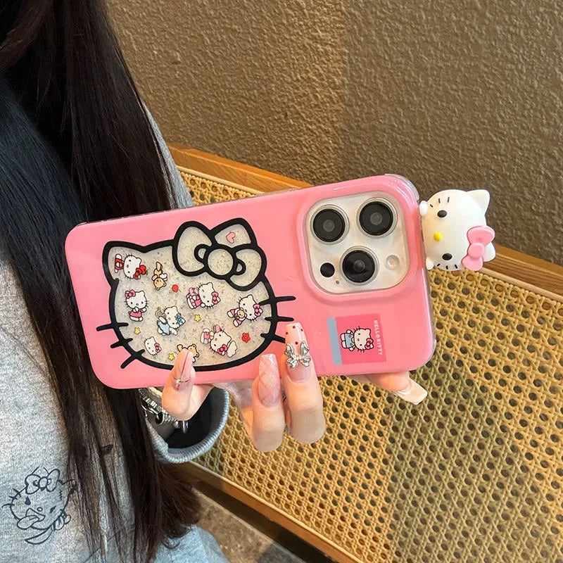 Blink Glitter Carved Kitty Head Toy Cartoon Phone Case for Samsung Galaxy A06 A16 A56 A05S A15 A55 A54 A14 A03S A13 A23 A52 A30S