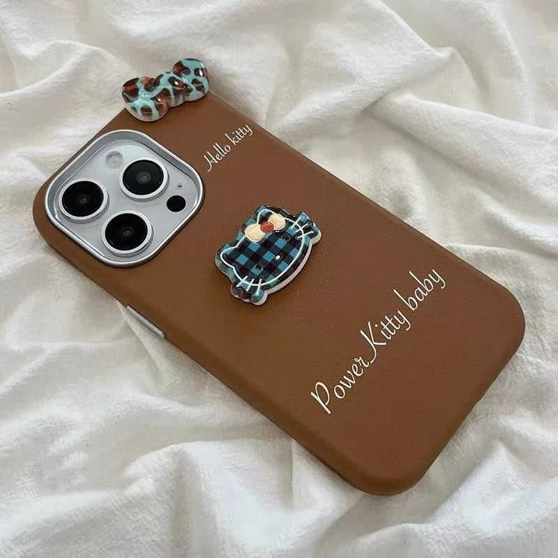 For Vivo V40 SE V50 Lite V25E Y21 Y33S Y31 Y53S Y17S Y19S Y36 Y27 Y28 Y38 Y39 Y29S Hello Kitty Dolls Bowknot Leather Phone Case