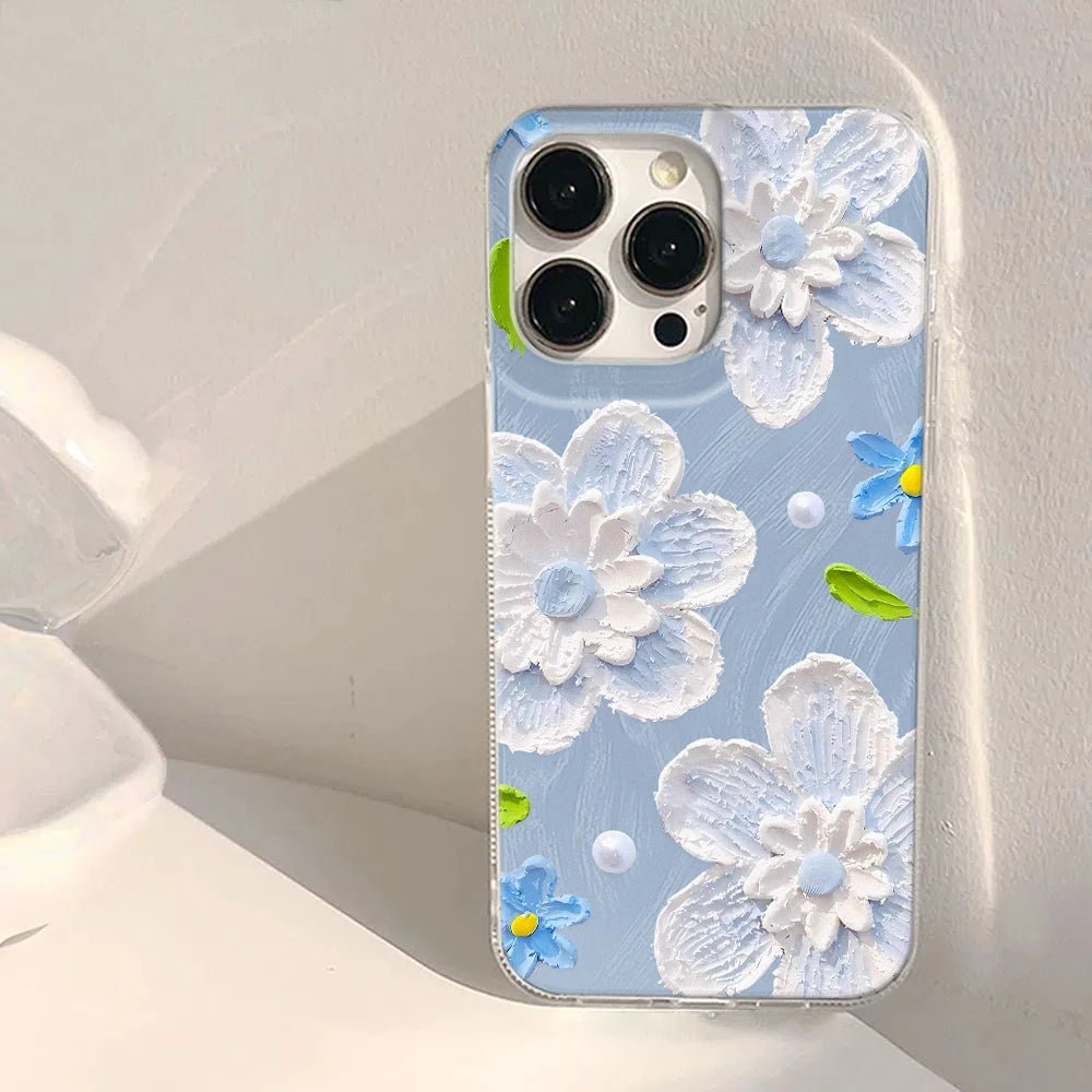 Daisy Fashionable Cherry Blossom Printed Phone Case For iPhone 13 11 12 14 15 16 Pro Max Plus 16E XR 8 7 Plus SE2 X XS Max Cover