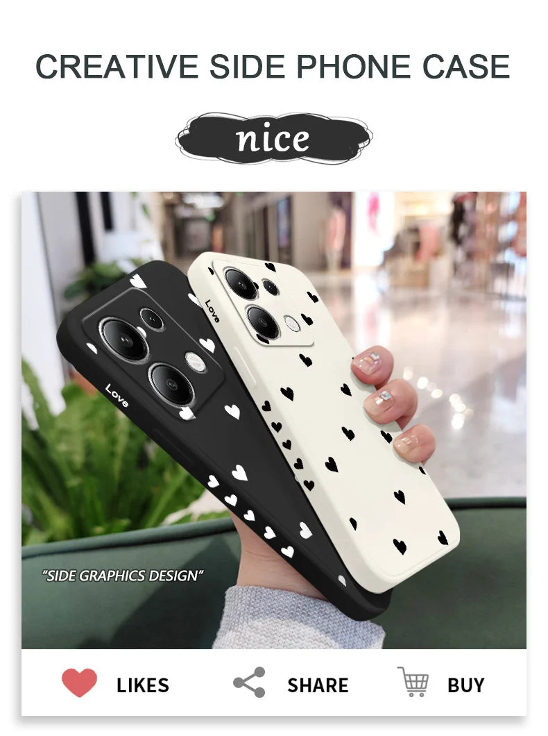 Scatter Love Phone Case For Xiaomi Redmi Note 14 13 12 12S 11 11S 10 10S 9 9S Pro Plus 4G 5G Liquid Silicone Cover