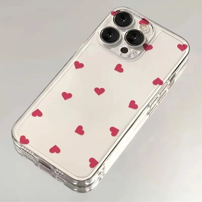 Transparent Black Pink Little Love Heart Phone Case For Xiaomi 15 Cases Xiaomi 14T 13T 12T Pro 13 12 11 Lite 5G 15 14 Soft Cover