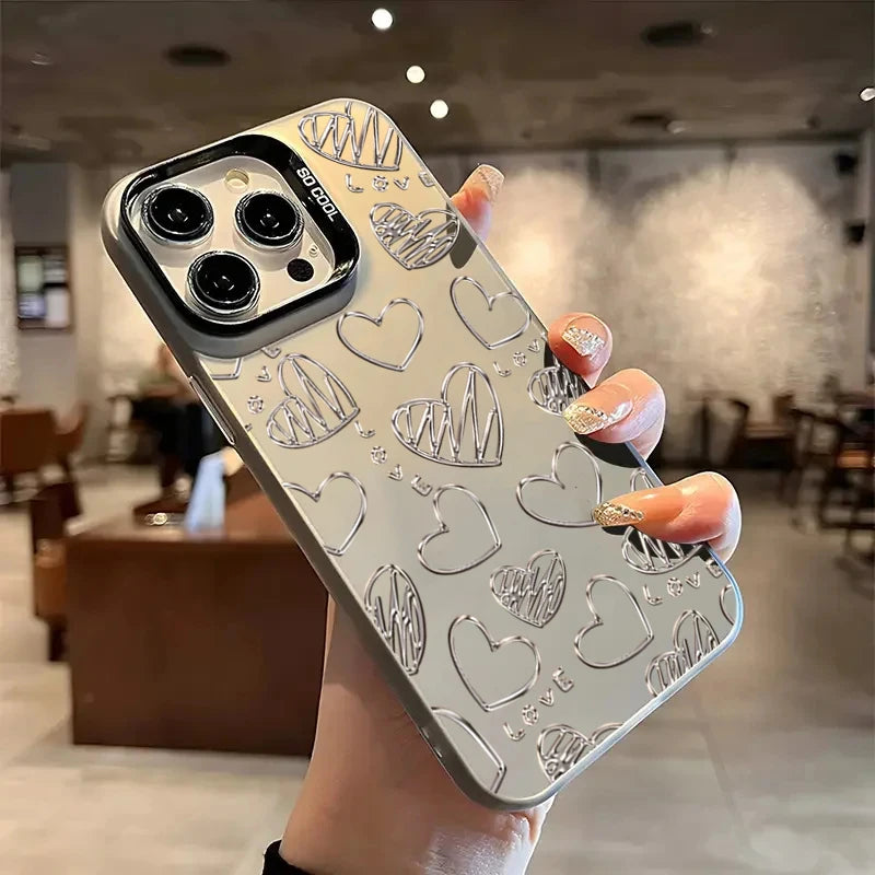 Silver Heart Butterfly Pattern IMD Phone Case For Xiaomi Mi 15 14 13 12 13T 14T Pro 11 Lite 5G NE Poco F6 X5 X6 M6 Pro Cover