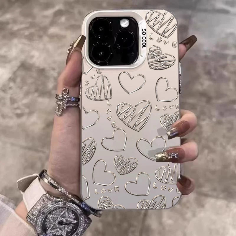 Silver Heart Butterfly Pattern IMD Phone Case For Xiaomi Mi 15 14 13 12 13T 14T Pro 11 Lite 5G NE Poco F6 X5 X6 M6 Pro Cover