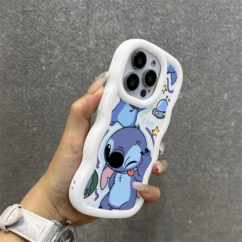 Made Face Stitch Cartoon Wave Multistep Soft Phone Case for OPPO A40 A80 A59 A79 A57 A77S A15 A16 A17 A18 A58 A78 A54 A74 A94