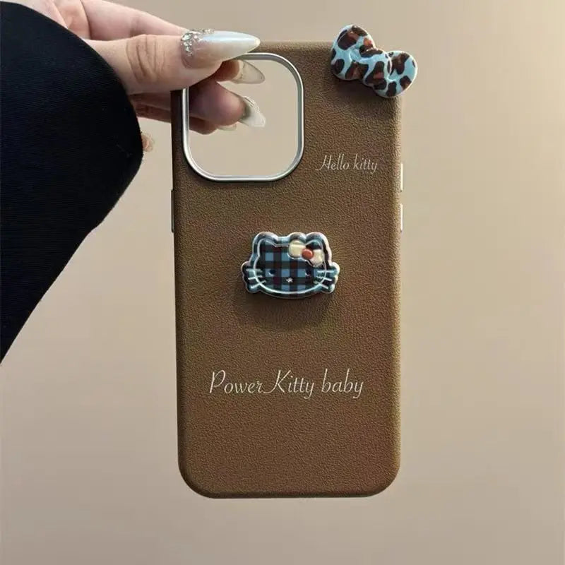 For Vivo V40 SE V50 Lite V25E Y21 Y33S Y31 Y53S Y17S Y19S Y36 Y27 Y28 Y38 Y39 Y29S Hello Kitty Dolls Bowknot Leather Phone Case