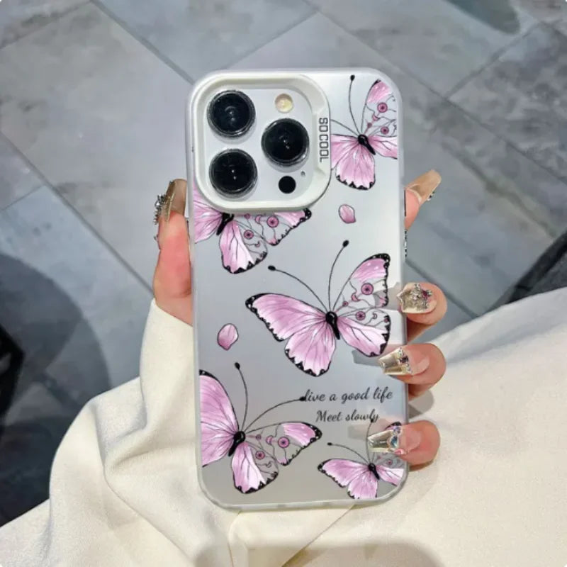Purple Butterfly Phone Case For iPhone 16 15 Pro Max 15 14 13 12 11 Pro For Iphone plating Cover For iphone 16 Pro Funda Case