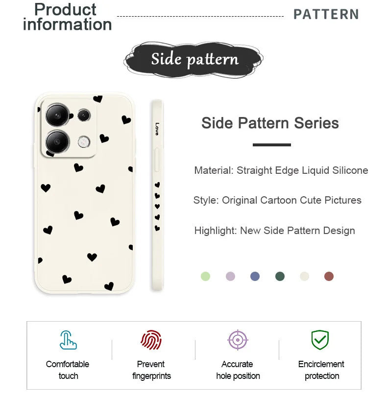 Scatter Love Phone Case For Xiaomi Redmi Note 14 13 12 12S 11 11S 10 10S 9 9S Pro Plus 4G 5G Liquid Silicone Cover