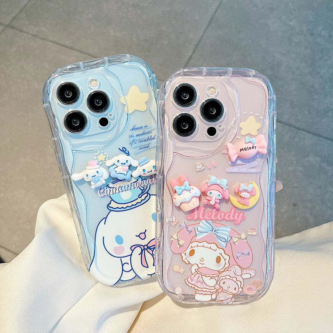 For OPPO A40 A80 A59 A79 A15 A16 A17 A18 A38 A58 A78 A54 A74 A94 A53 A57S Cute Melody Cinnamoroll Cartoon Soft Wave Phone Case