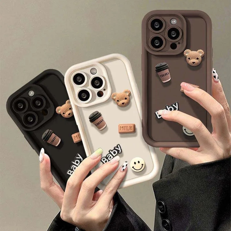 Cute 3D Coffee Cup Soft Cover for A53 A54 A35 A73 A34 A32 A34 Back Case for Samsung Galaxy A12 A33 A22 A14 A13 A52 A55 Fundas