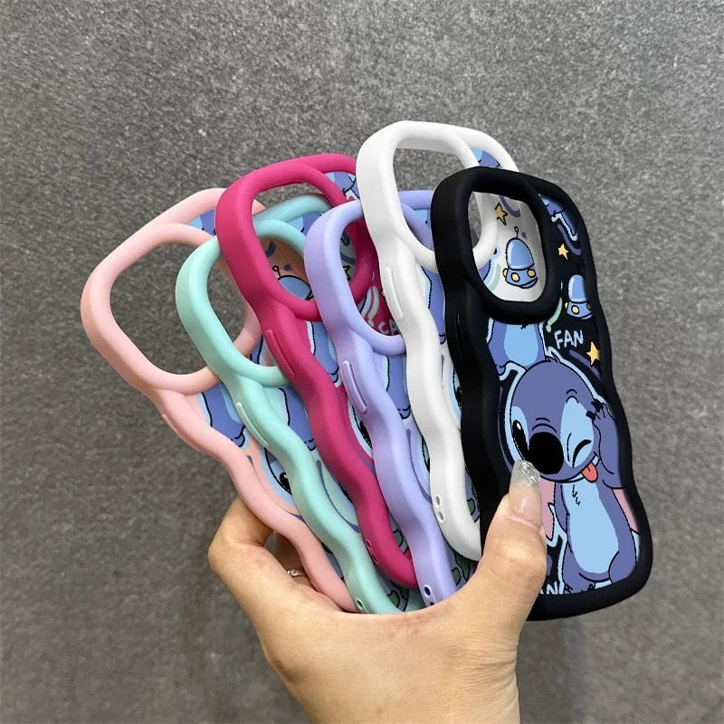 Made Face Stitch Cartoon Wave Multistep Soft Phone Case for OPPO A40 A80 A59 A79 A57 A77S A15 A16 A17 A18 A58 A78 A54 A74 A94