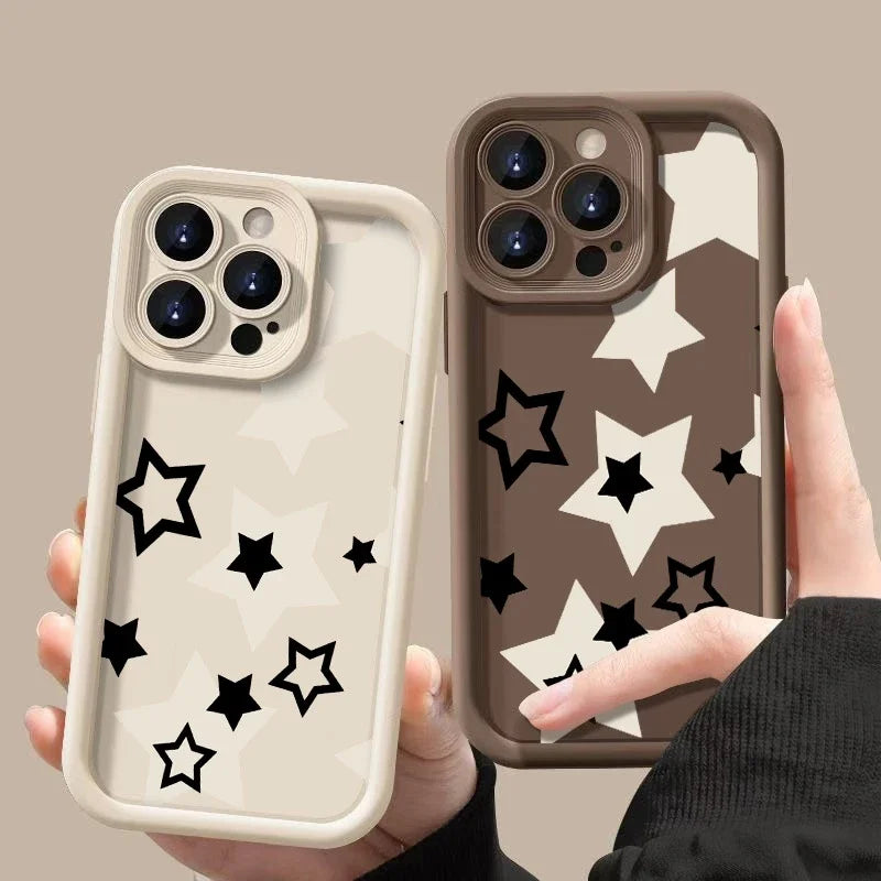 For OPPO A5 Pro Case For OPPO A3 A3X A17 A17X A60 A98 A96 A92 A77 A75 A56S A53 A38 A18 A95 A78 Funda Black And White Stars Cover